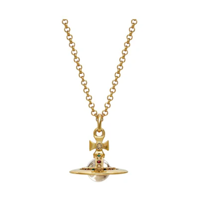 (Women) Vivienne Westwood Logo Pendant Brass Necklace Women’s Gold. 8050568222132