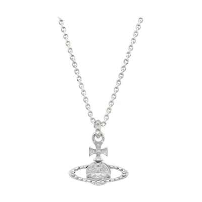 (Women) Vivienne Westwood Logo Pendant Necklace Rhodium-Plated Brass. 8050568221739