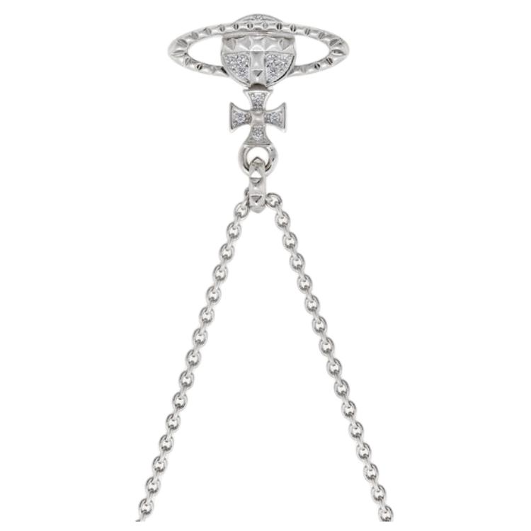 (Women) Vivienne Westwood Logo Pendant Necklace  Rhodium-Plated Brass. 8050568221739 圖 3