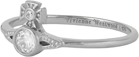 Lookbook (Women) Vivienne Westwood London Orb Ring Classic Saturn Crystal Silver Ring 6404010001P102P102