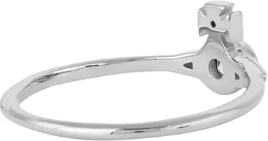 Shop (Women) Vivienne Westwood London Orb Ring Classic Saturn Crystal Silver Ring 6404010001P102P102