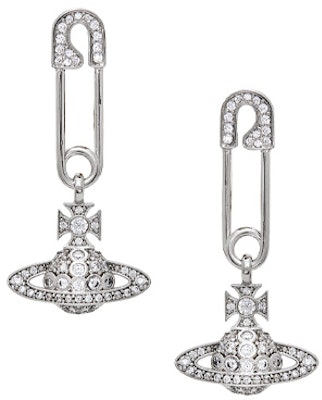 (W) 薇薇安·魏斯伍德 Lucrece 水晶別針銀色耳環 女款 6203004302P102P102 Order (W) 薇薇安·魏斯伍德 Lucrece 水晶別針銀色耳環 女款 6203004302P102P102