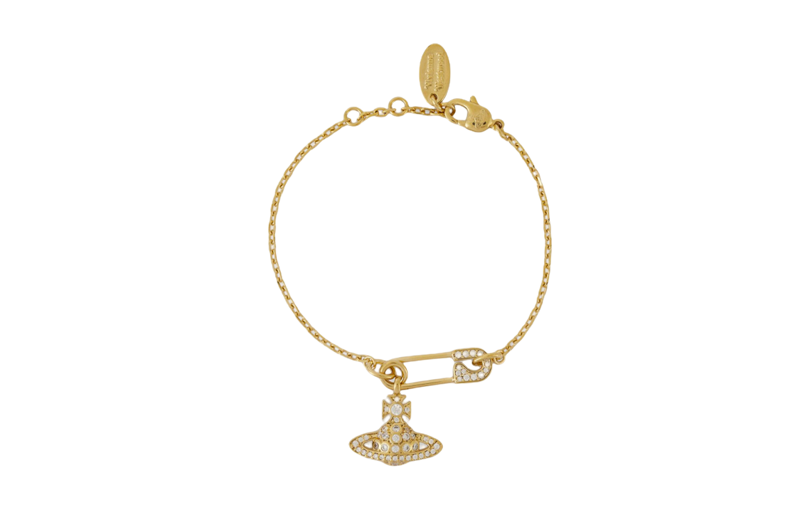 (Women) Vivienne Westwood Lucrece Gold Safety Pin Saturn Crystal Bracelet for Women. 61020153R102R102 圖 2