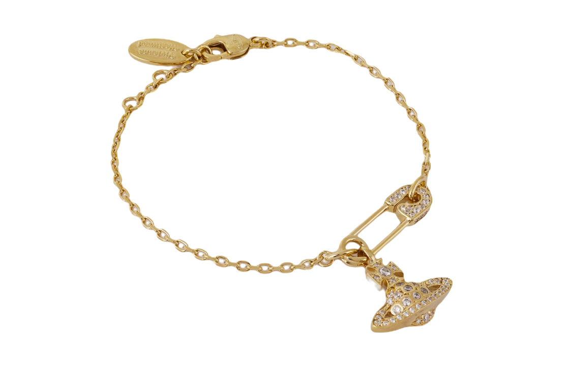 (Women) Vivienne Westwood Lucrece Gold Safety Pin Saturn Crystal Bracelet for Women. 61020153R102R102 圖 3