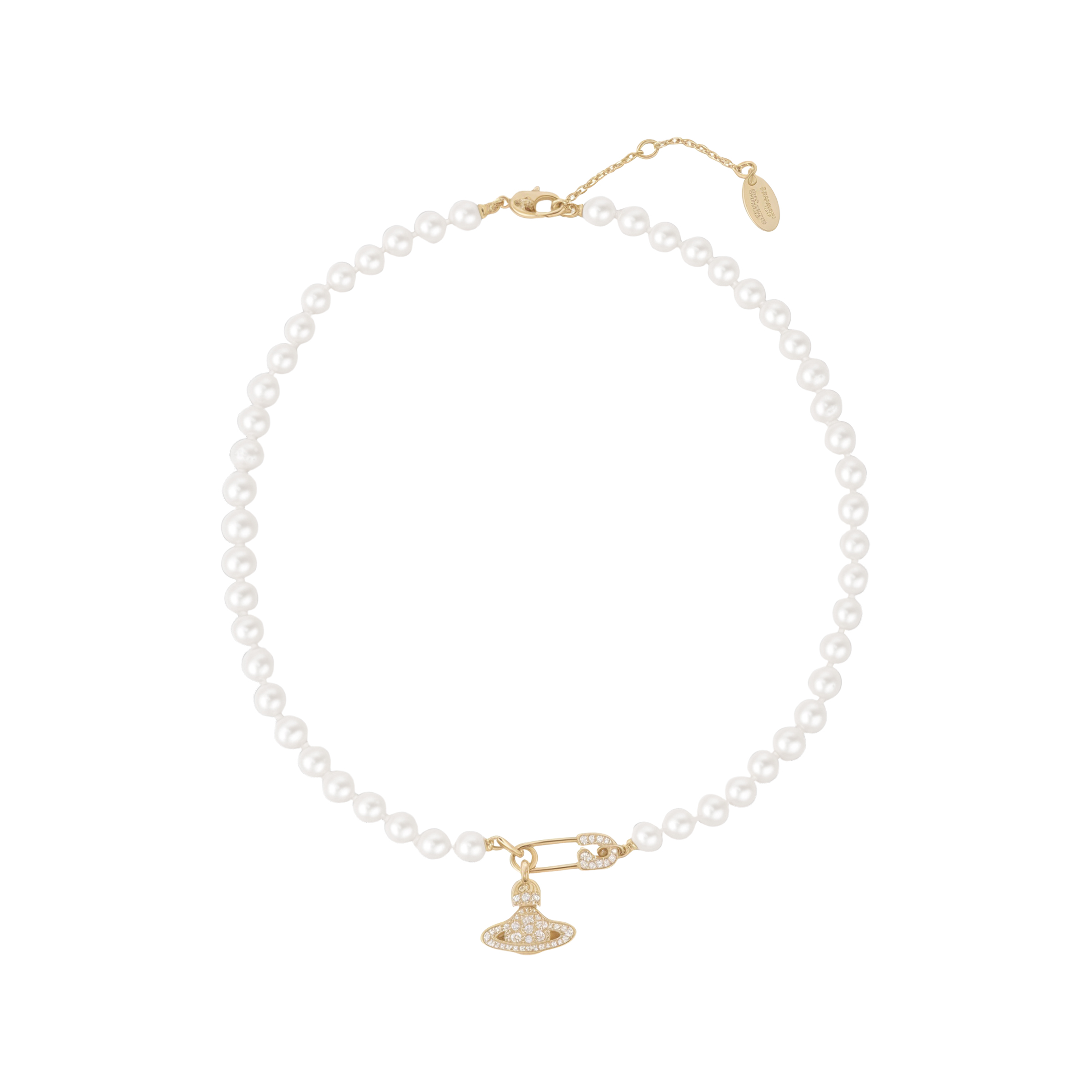 (Women) Vivienne Westwood Lucrece Pearl Brooch Necklace Brass & Pearl Gold Women. 63010072R233R233