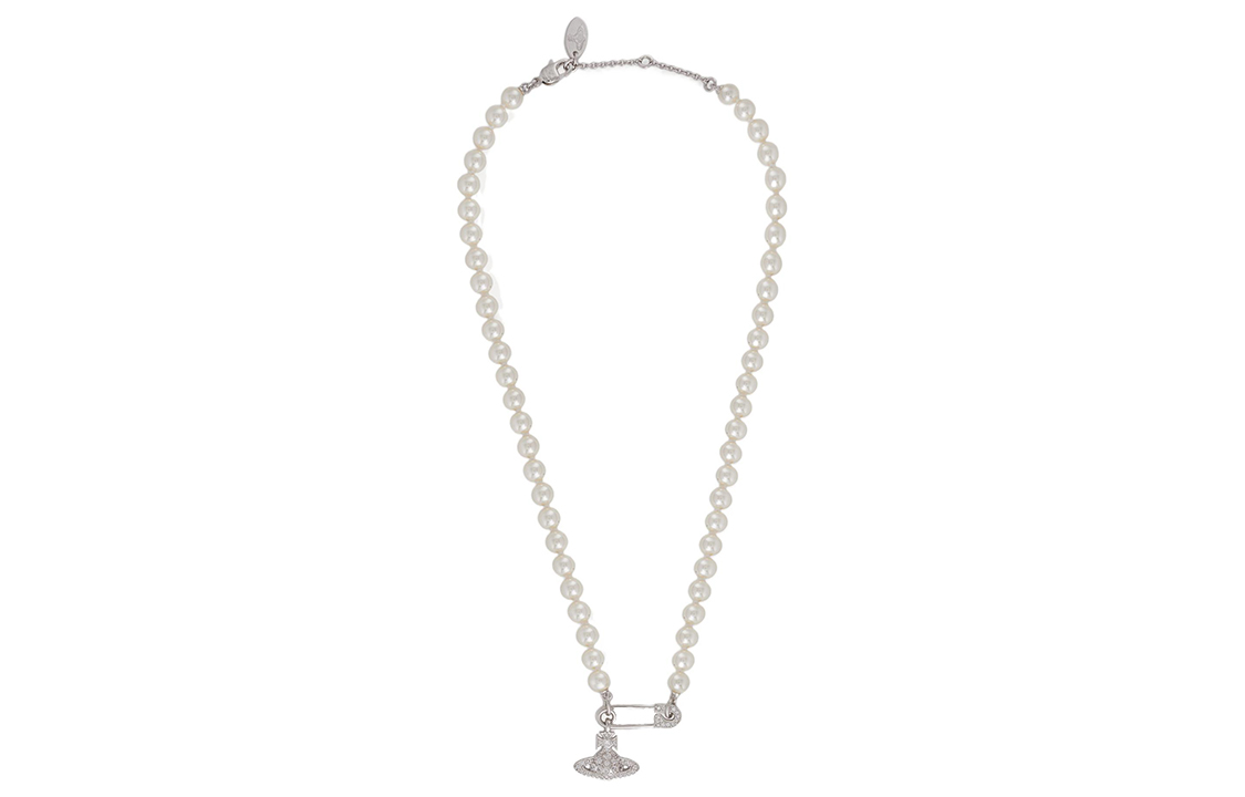 (Women) Vivienne Westwood Lucrece Rhinestone Pearl Glass Necklace  Silver. 6301007202P147P147 圖 3