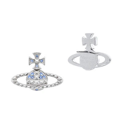 (Women) Vivienne Westwood Mayfair Orb Stud Earrings - Blue Gem/Silver for Women. 62010029-02W388