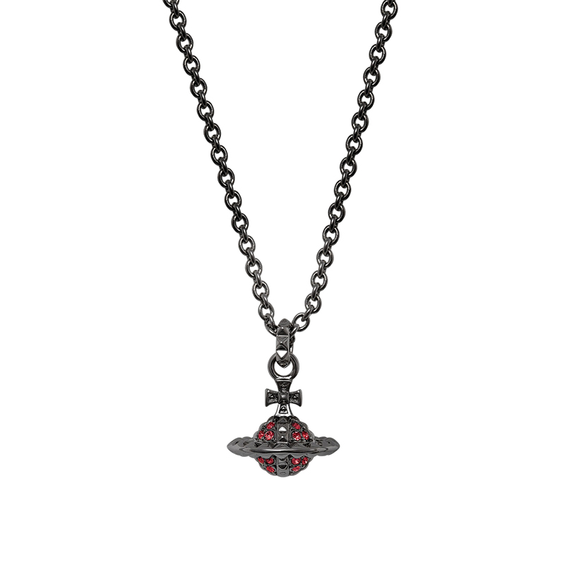 (Women) Vivienne Westwood Mayfair Small Orb Pendant Necklace Gunmetal Red for Women. 6302005102N106