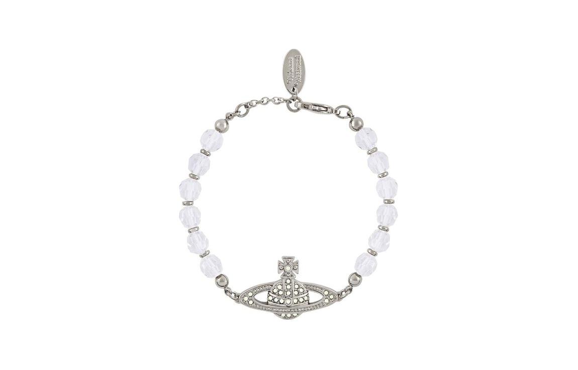 (Women) Vivienne Westwood Messaline Beaded Silver Bracelet with Saturn Charm - White/Silver. 61030075-02P460 圖 2