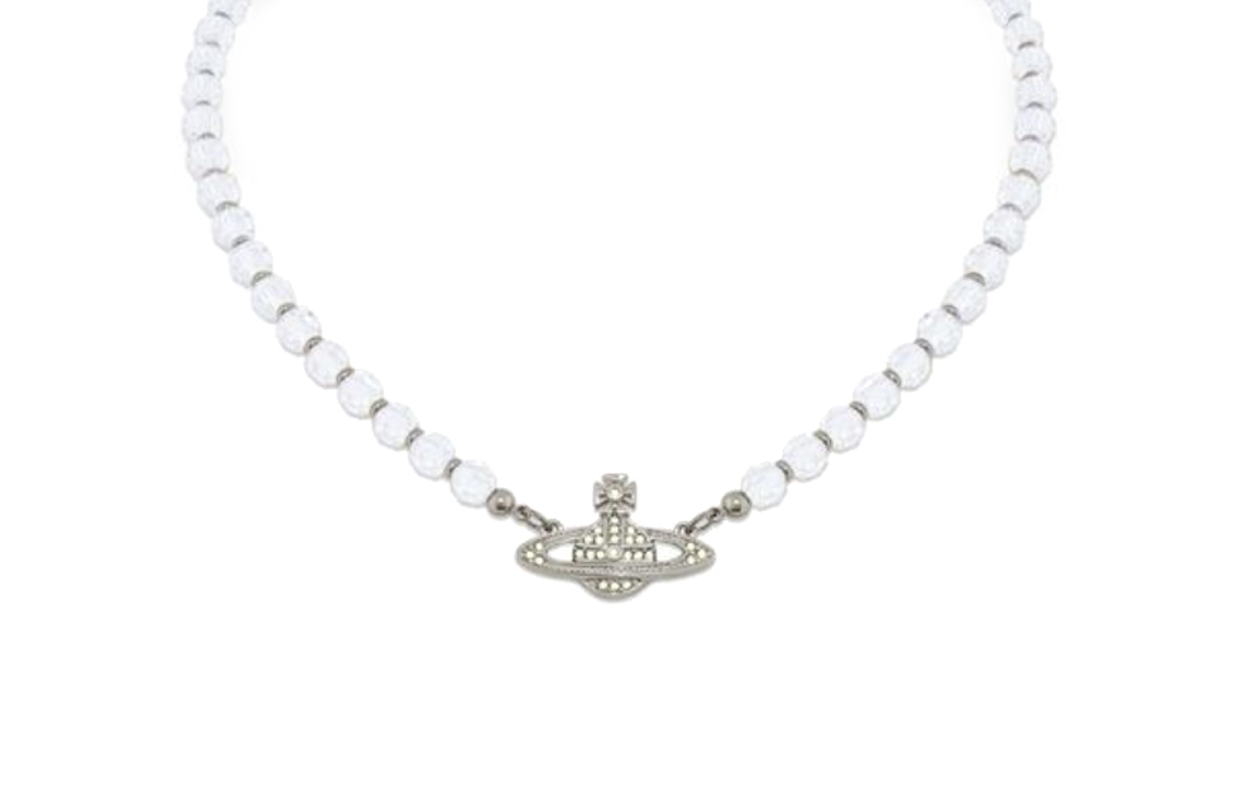 (Women) Vivienne Westwood Messaline Platinum-Plated Crystal Necklace Women White 6303002F-02P460