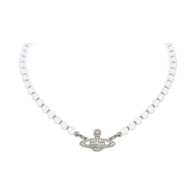 (Women) Vivienne Westwood Messaline Platinum-Plated Crystal Necklace Women White 6303002F-02P460