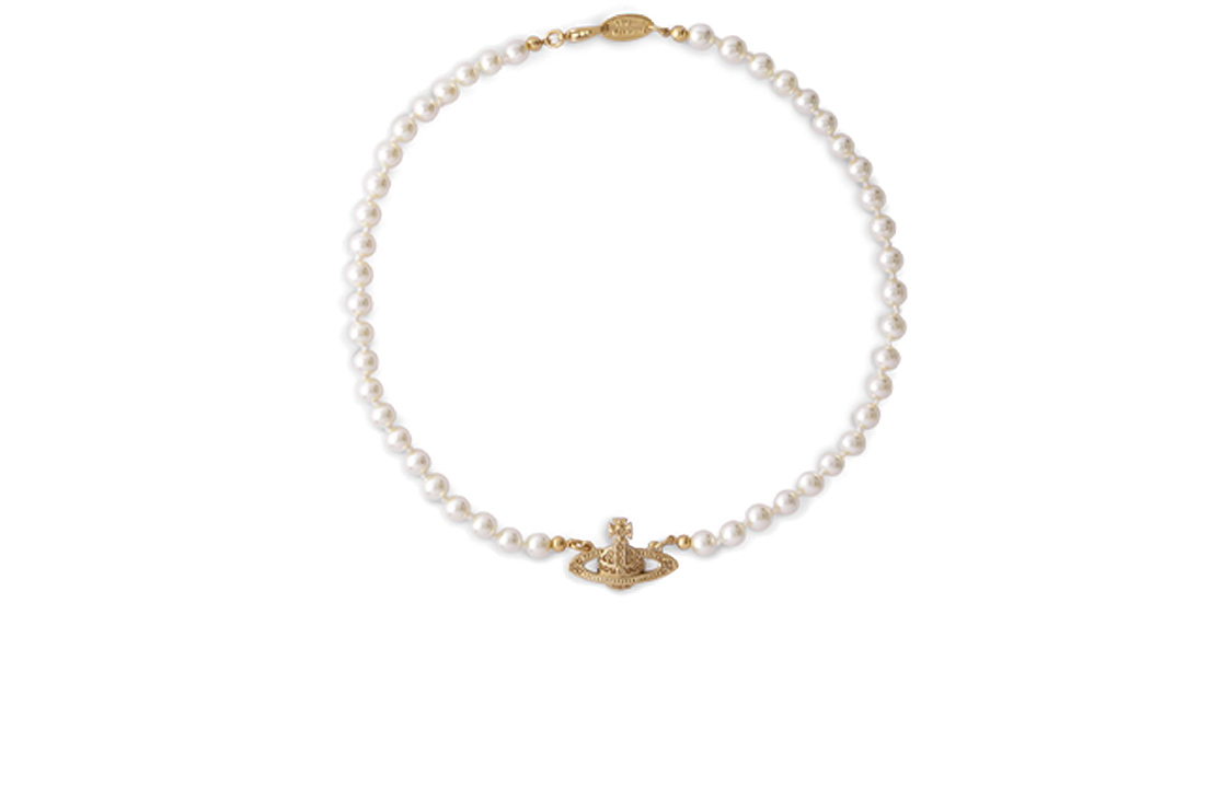 (Women) Vivienne Westwood Mini Bas-Relief Pearl Necklace Women White/Gold. 63030006R122R122 圖 2