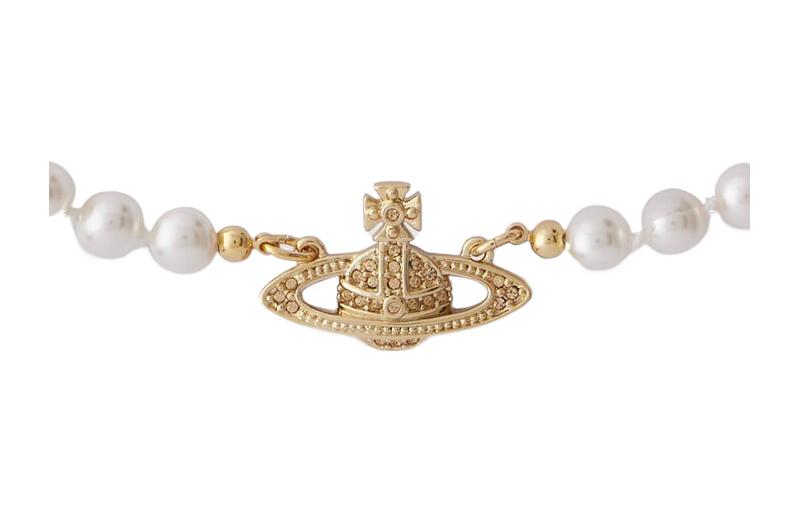 (Women) Vivienne Westwood Mini Bas-Relief Pearl Necklace Women White/Gold. 63030006R122R122 圖 3