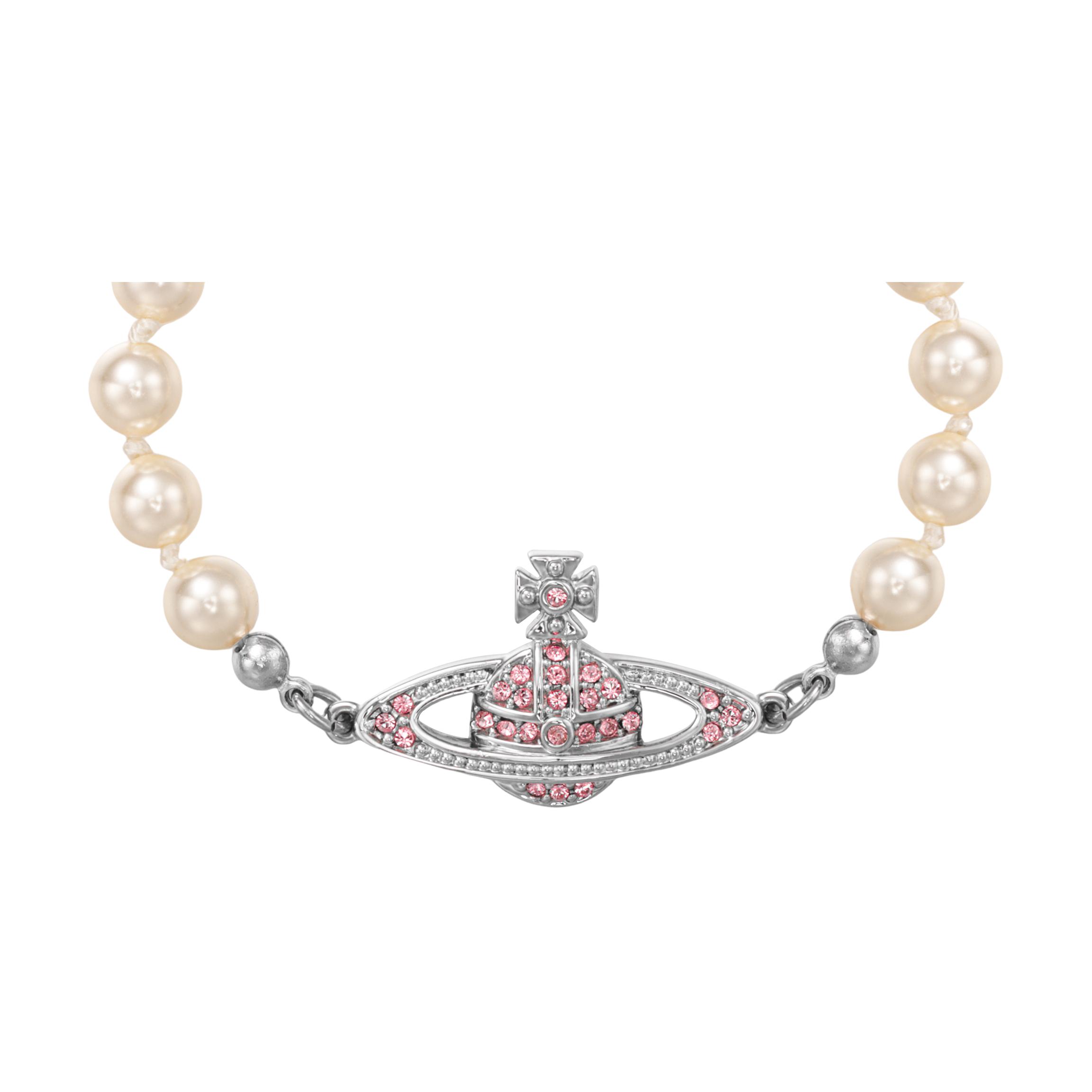 (Women) Vivienne Westwood Mini Bas Relief Pearl Bracelet Silver White/Pink Crystal . 61030001-02P209-CN 圖 2