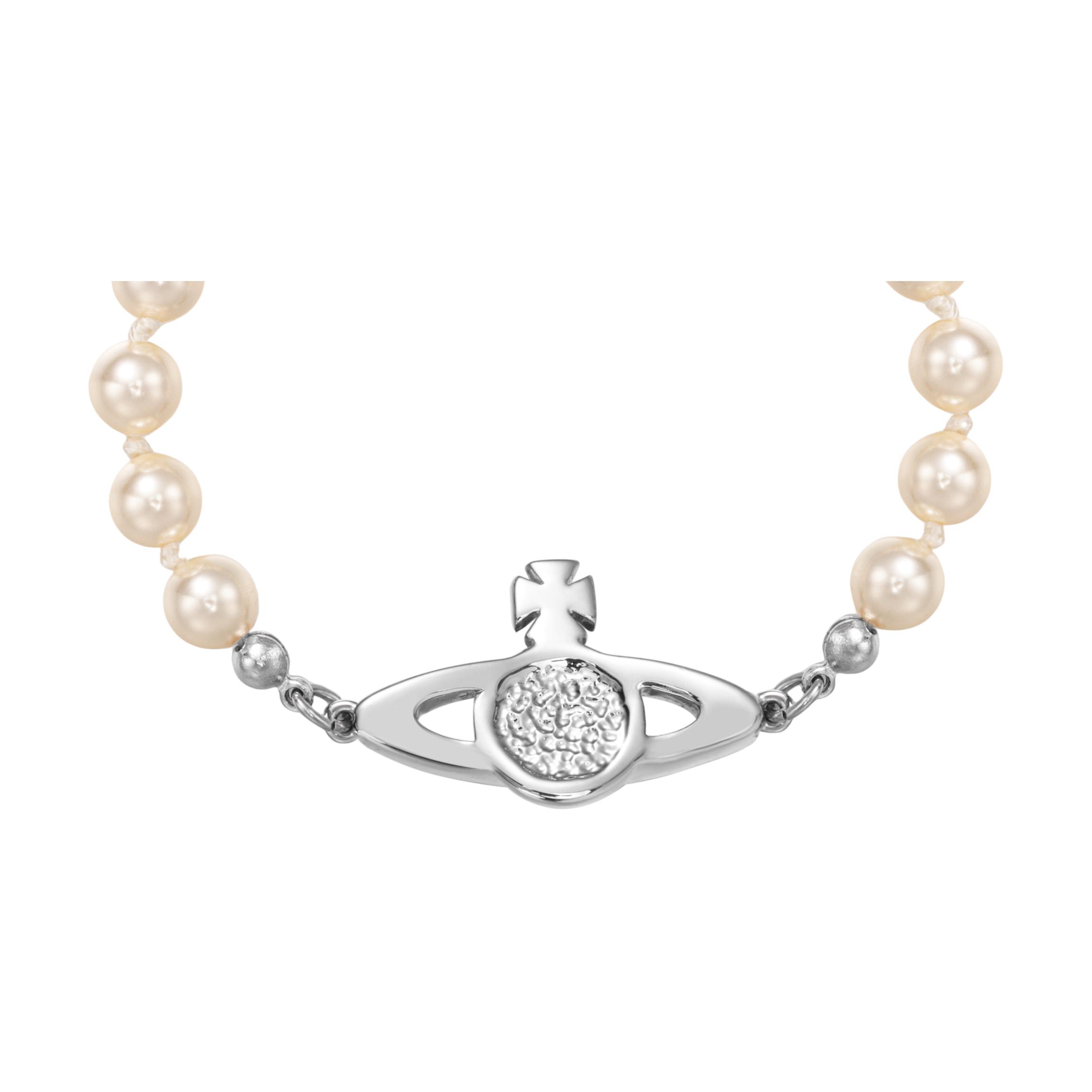 (Women) Vivienne Westwood Mini Bas Relief Pearl Bracelet Silver White/Pink Crystal . 61030001-02P209-CN 圖 3