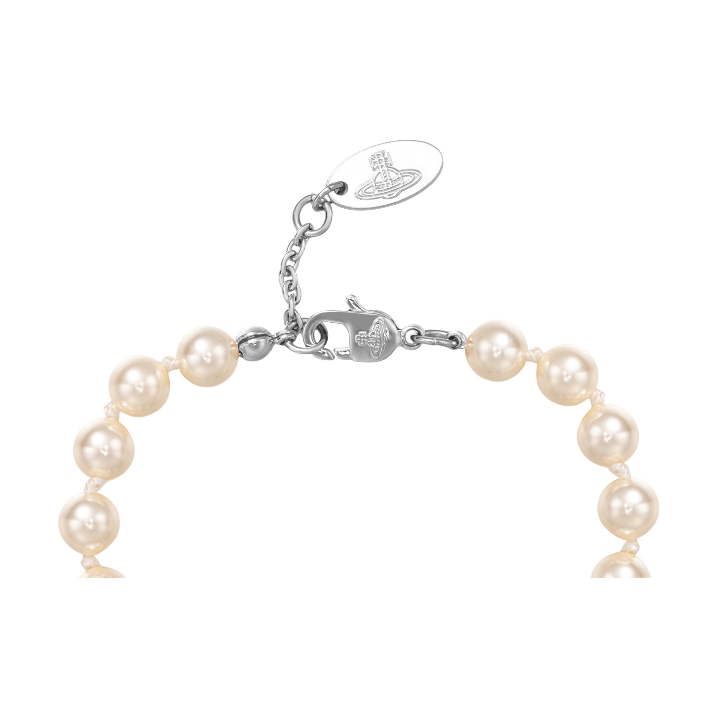 (Women) Vivienne Westwood Mini Bas Relief Pearl Bracelet Silver White/Pink Crystal . 61030001-02P209-CN 圖 5