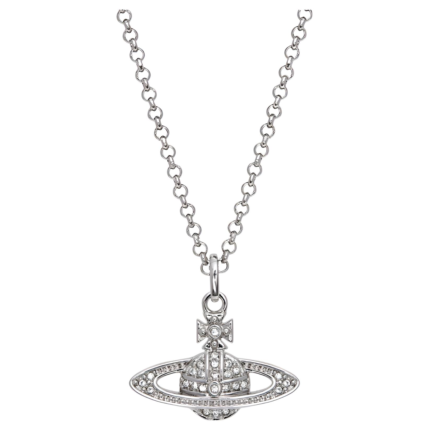 (Women) Vivienne Westwood Mini Bas Relief Planet Pendant Necklace Silver for Women 63020086-w110-cn