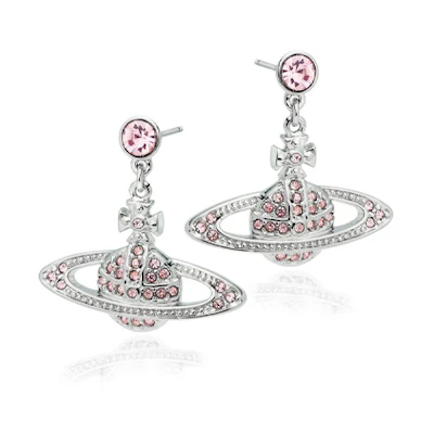 (Women) Vivienne Westwood Mini Bas Relief Rose Pink Brass Earrings for Women. 62020025-02P207-CN