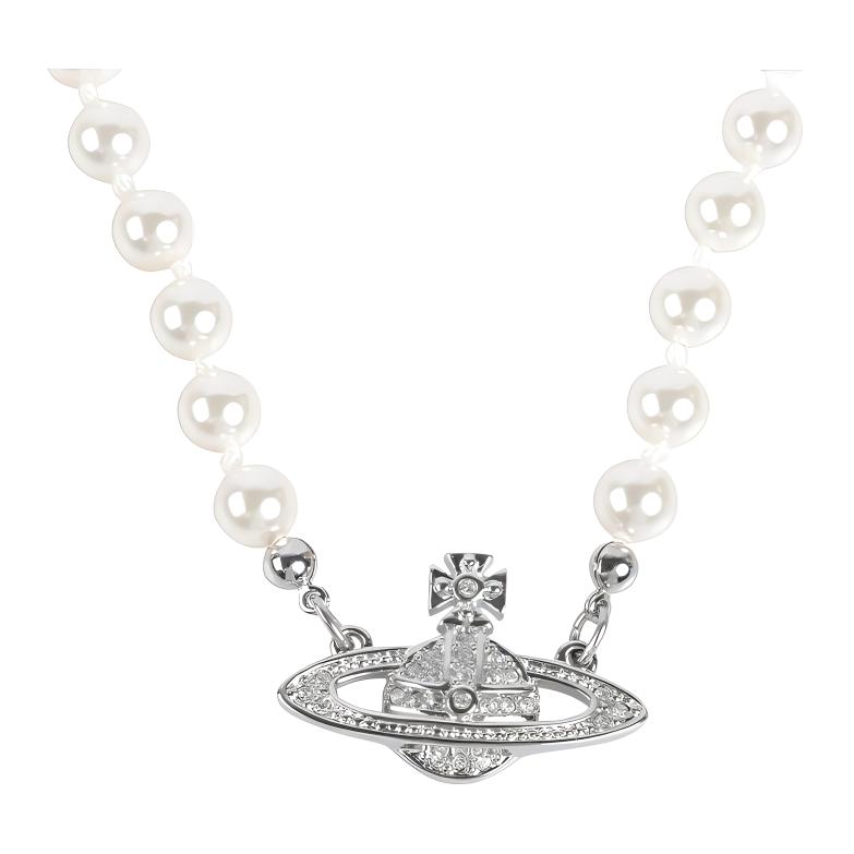 (Women) Vivienne Westwood Mini Bas Relief Saturn Brass Pearl Necklace for Women. 63030006W127W127 圖 2