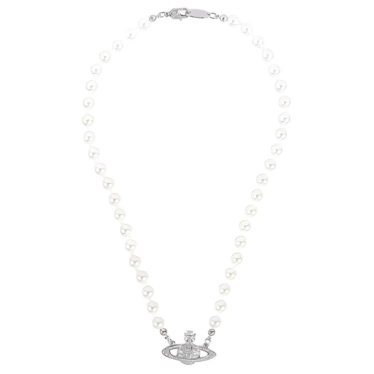 (Women) Vivienne Westwood Mini Bas Relief Saturn Brass Pearl Necklace for Women. 63030006W127W127 圖 3