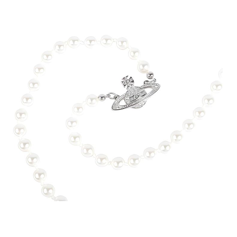 (Women) Vivienne Westwood Mini Bas Relief Saturn Brass Pearl Necklace for Women. 63030006W127W127 圖 5