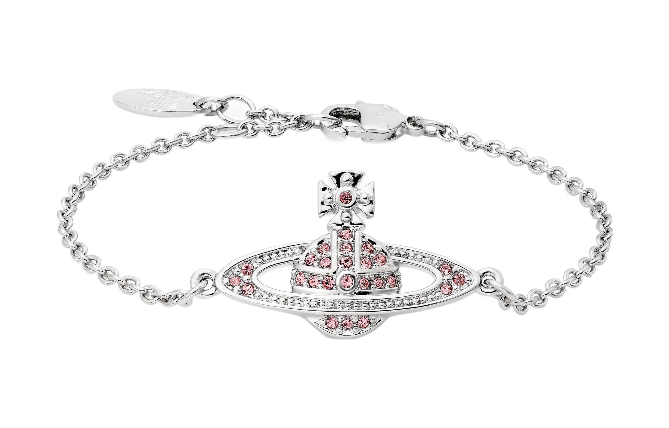 (Women) Vivienne Westwood Mini Bas Relief Saturn Crystal Bracelet Pink Diamond/Silver Women. 61020051-02P207-CN 圖 2