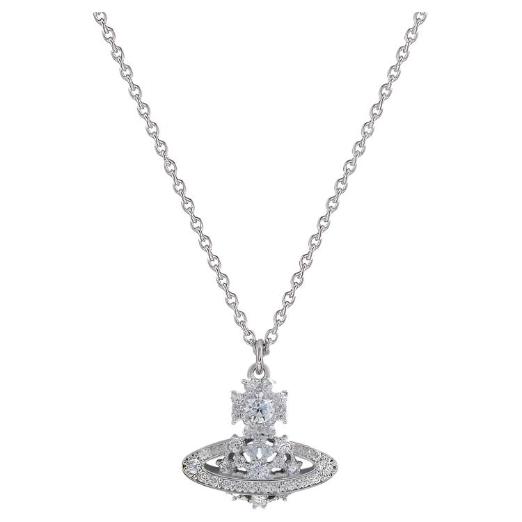 (Women) Vivienne Westwood Narcissa Crystal Saturn Pendant 925 Silver Necklace Silver. 6302038B01P102P102