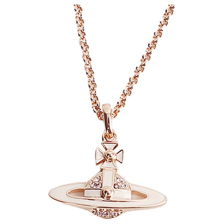 (Women) Vivienne Westwood Neil Saturn Design Brass Necklace Beige/Rose Gold Women 6302039P02G231CN