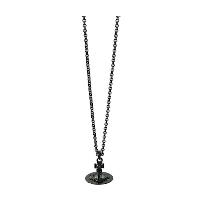 (Women) Vivienne Westwood New Petite Orb Necklace Brass Mint Green/Gunmetal 63020225-02s378