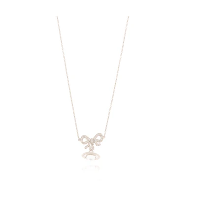 (Women) Vivienne Westwood Octavie Bow Saturn Pendant 925 Silver Necklace Silver/Clear. 6303002701P346