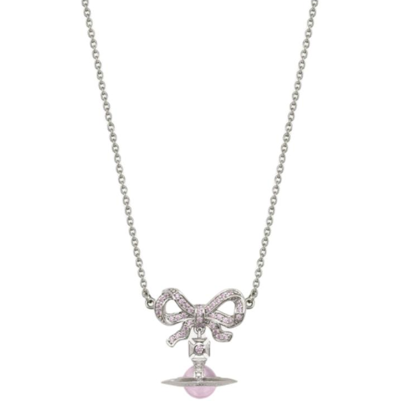 (Women) Vivienne Westwood Octavie Saturn Bow Pendant Choker Necklace - Women’s Multicolor. 6303039G-01P356-SM