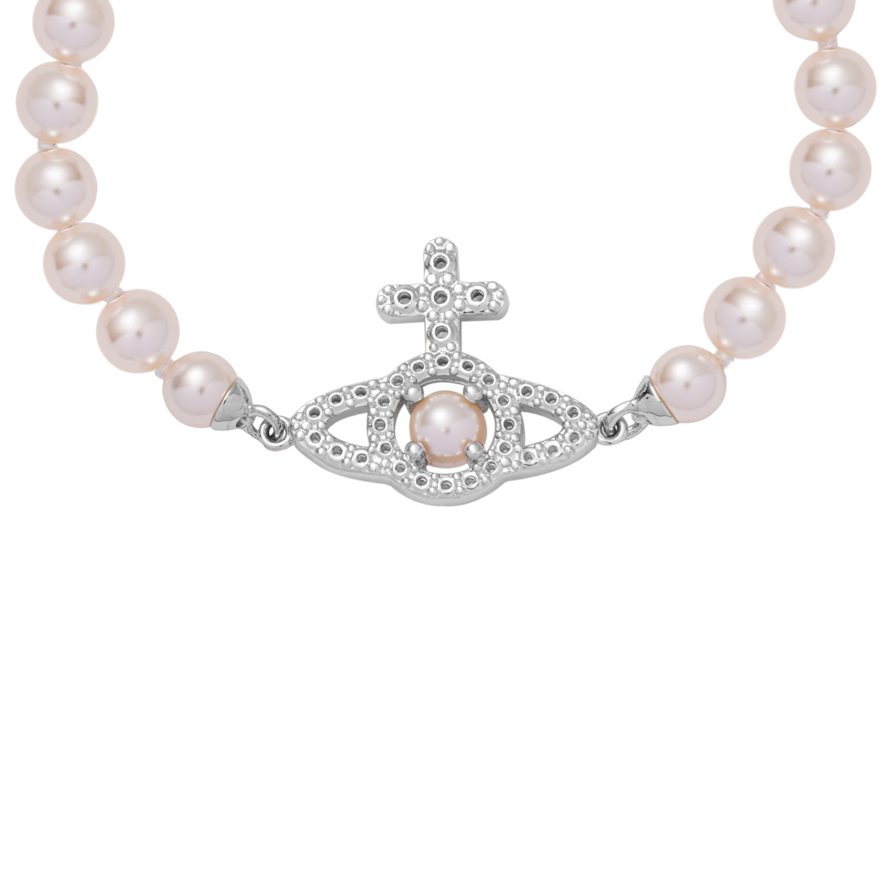 (Women) Vivienne Westwood Olympia Pearl Bracelet Platinum-Plated Crystal Orb Silver White 6103007R02P373 圖 3