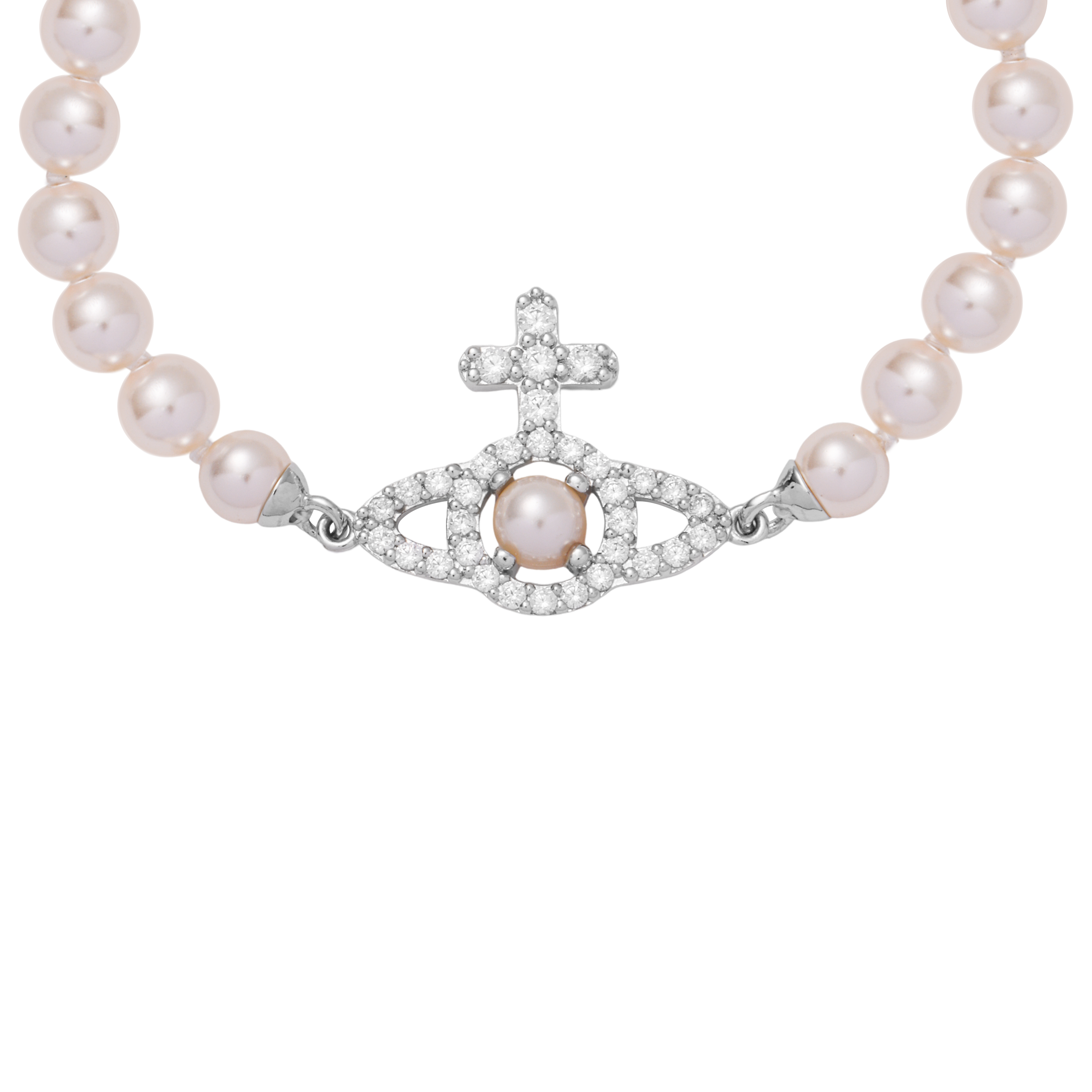 (Women) Vivienne Westwood Olympia Pearl Bracelet Platinum-Plated Crystal Orb Silver White 6103007R02P373 圖 4