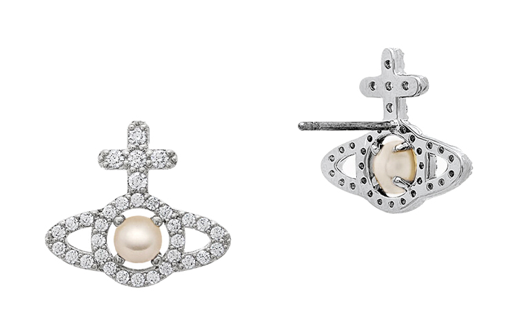 (Women) Vivienne Westwood Olympia Saturn Pearl Cross Brass Earrings Silver for Women. 6203007R02P132P132 圖 3