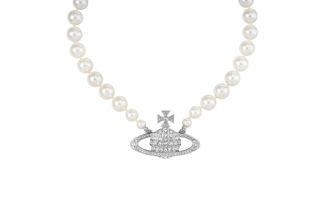 (Women) Vivienne Westwood One Row Bas Relief Saturn Pearl Brass Necklace . 6301010602P104P104 圖 2