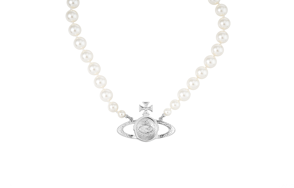 (Women) Vivienne Westwood One Row Bas Relief Saturn Pearl Brass Necklace . 6301010602P104P104 圖 3