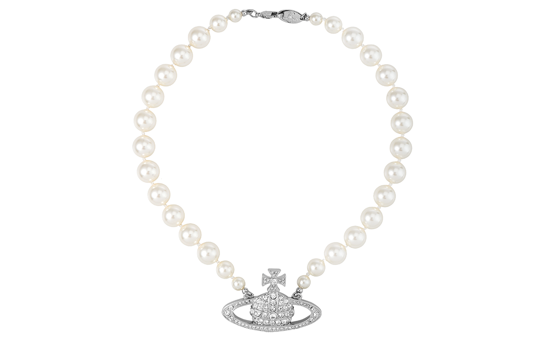 (Women) Vivienne Westwood One Row Bas Relief Saturn Pearl Brass Necklace . 6301010602P104P104 圖 4