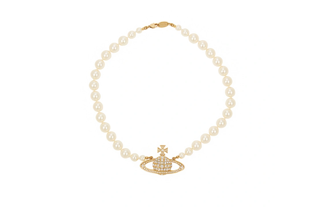 (Women) Vivienne Westwood One Row Pearl Bas Relief Choker  Brass Necklace. 6301010602R202R202 圖 2