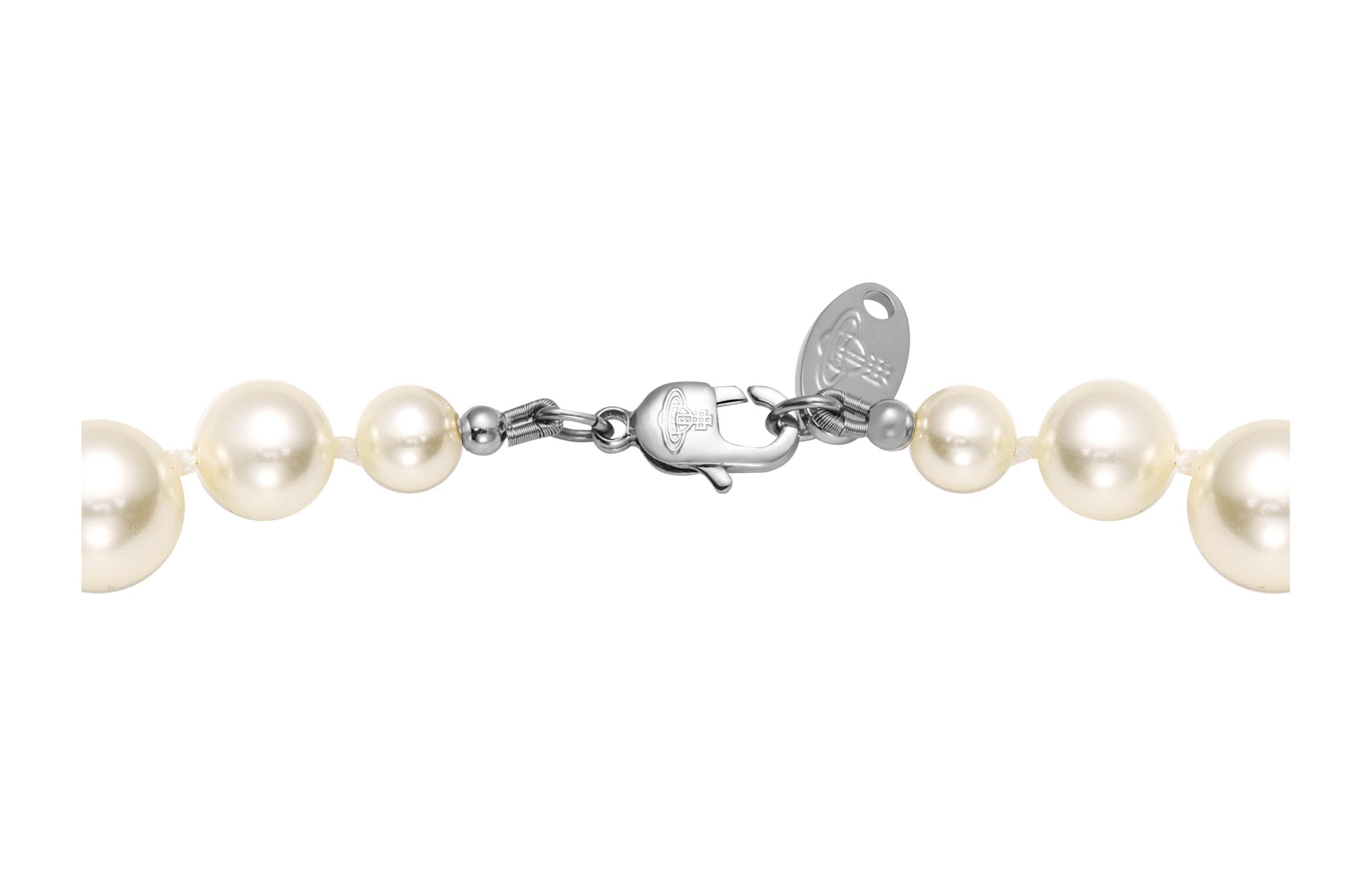 (Women) Vivienne Westwood One Row Pearl Bas Relief Saturn Choker Necklace for Women 63010106-02P104-CN 圖 5
