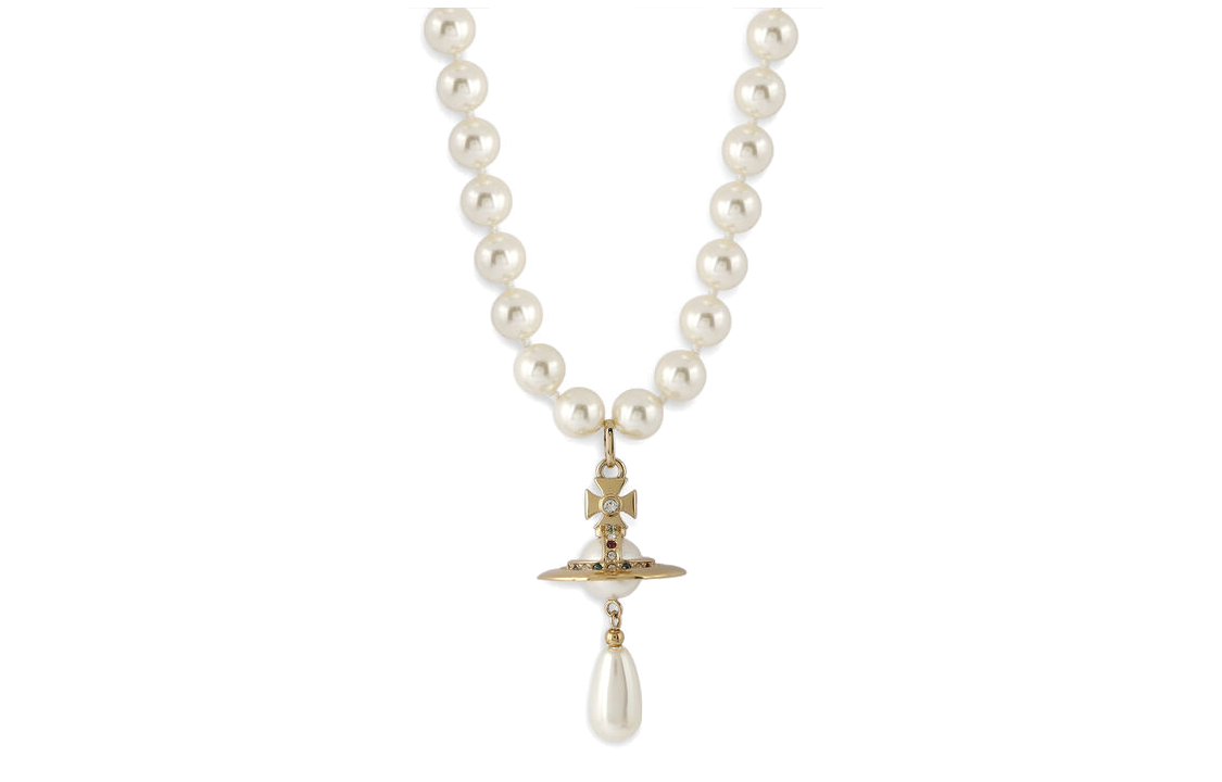 (Women) Vivienne Westwood One Row Pearl Drop Saturn Pendant Choker Necklace for Women. 63030008R118R118 圖 2