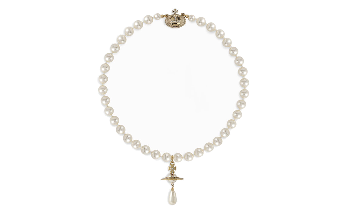(Women) Vivienne Westwood One Row Pearl Drop Saturn Pendant Choker Necklace for Women. 63030008R118R118 圖 3