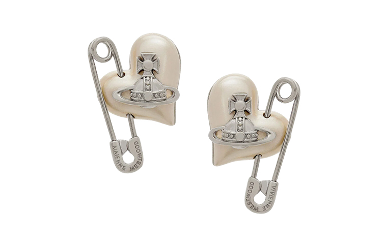 (Women) Vivienne Westwood Orietta Heart-Shaped Pearl Saturn Logo Brass Earrings for Women. 6201032K02P103P103 圖 2
