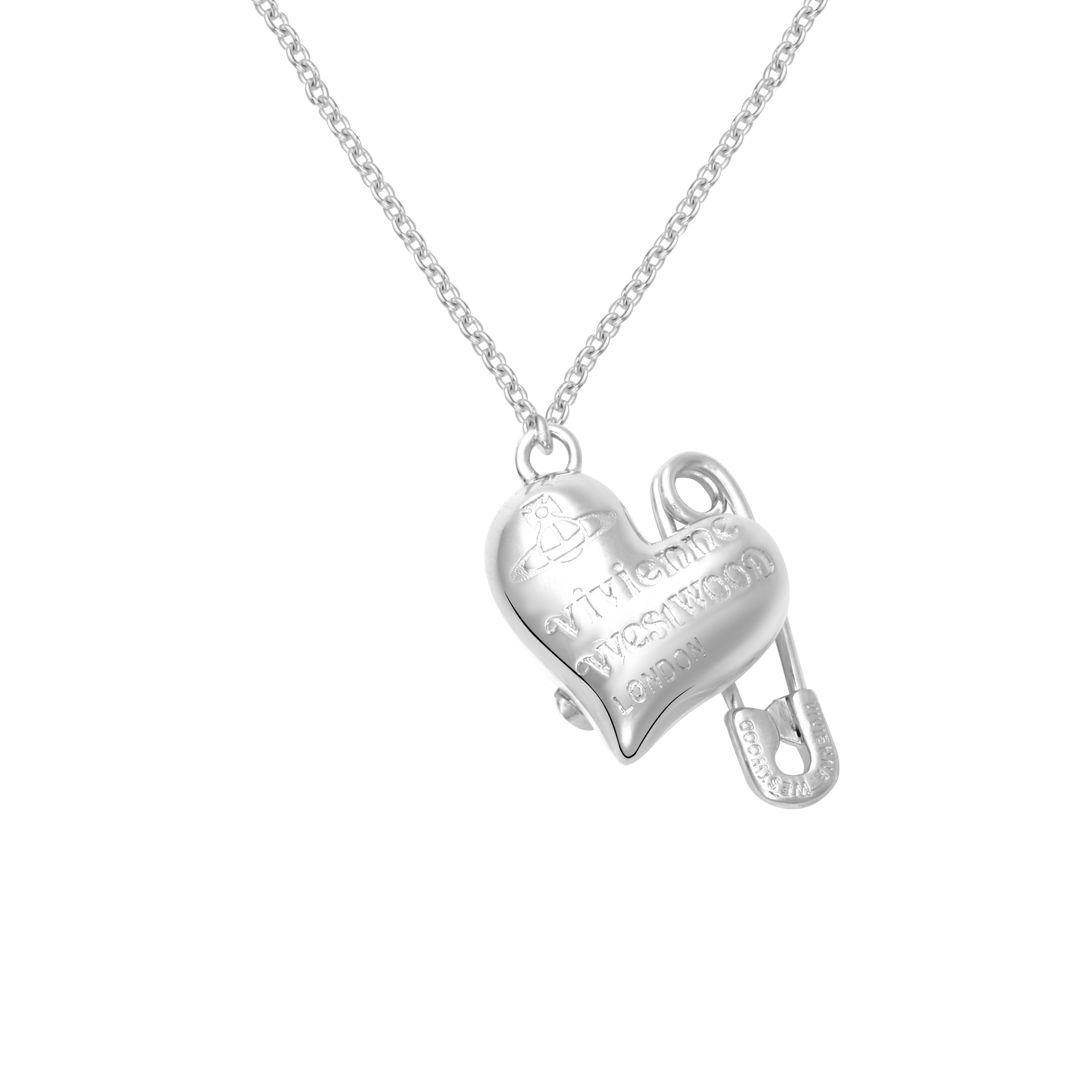 (Women) Vivienne Westwood ORIETTA Heart Pendant Paperclip Necklace Silver for Women 630203AE02P103P103 圖 3