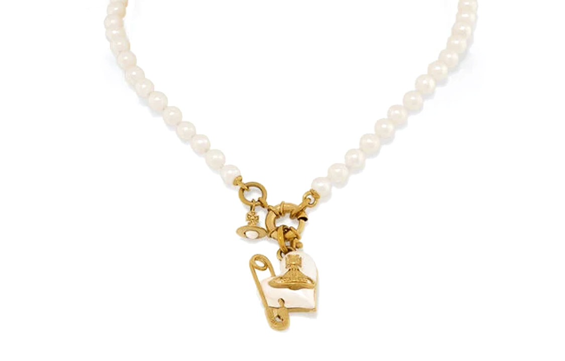 (Women) Vivienne Westwood Orietta Heart Pendant Pearl Brass Necklace for Women 6301011B02R107R107 圖 2