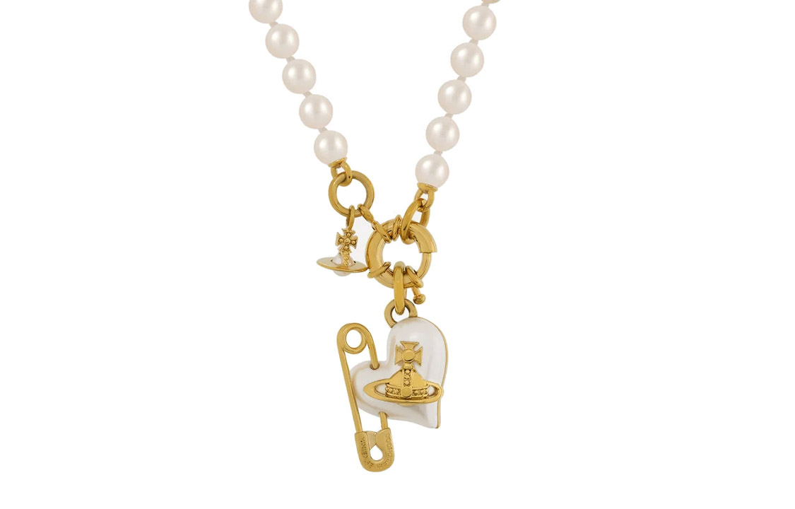 (Women) Vivienne Westwood Orietta Heart Pendant Pearl Brass Necklace for Women 6301011B02R107R107 圖 3