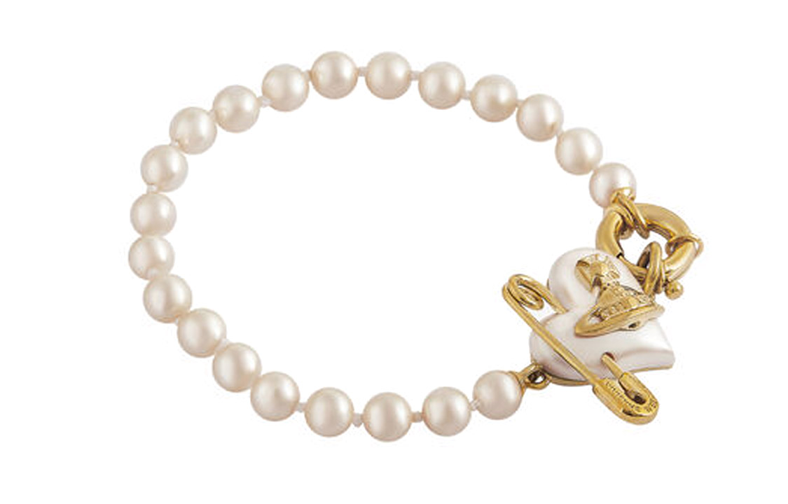 (Women) Vivienne Westwood Orietta Pearl Heart Pendant Brass Pearl Bracelet . 6103007A02R107R107 圖 3