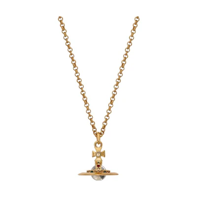 (Women) Vivienne Westwood Petite Orb 3D Transparent Saturn Mini Gold Necklace for Women. 63020098R001R001