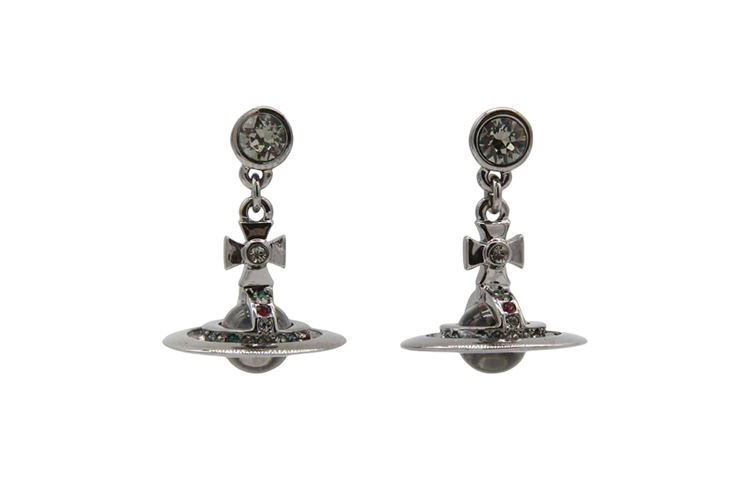 (Women) Vivienne Westwood Petite Orb Gunmetal 3D Transparent Saturn Earrings for Women. 62020032S001S001