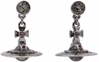 (Women) Vivienne Westwood Petite Orb Gunmetal 3D Transparent Saturn Earrings for Women. 62020032S001S001 (Women) Vivienne Westwood Petite Orb Gunmetal 3D Transparent Saturn Earrings for Women. 62020032S001S001