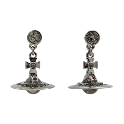 (Women) Vivienne Westwood Petite Orb Gunmetal 3D Transparent Saturn Earrings for Women. 62020032S001S001